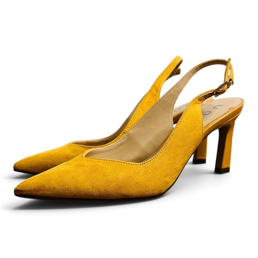 Unisa Yellow Suede Slingback Heels Pointed Toe Pumps Size 6